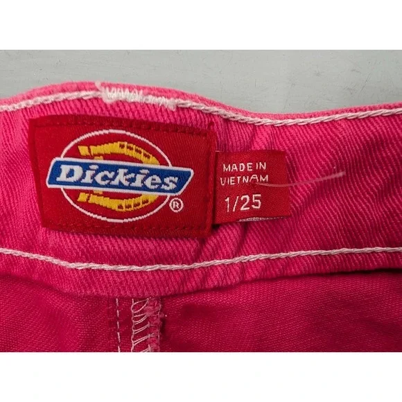 Dickies Denim Shorts Womens Hot Pink Twill Cotton Carpenter Juniors‎ Sz 1/25 Y2K - Picture 2 of 10